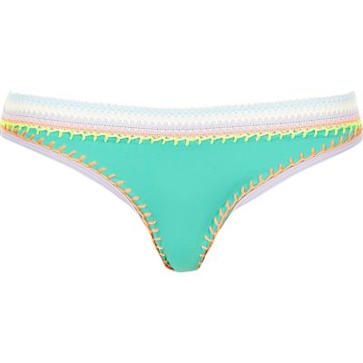 Aqua green saddle stitch bikini bottoms
